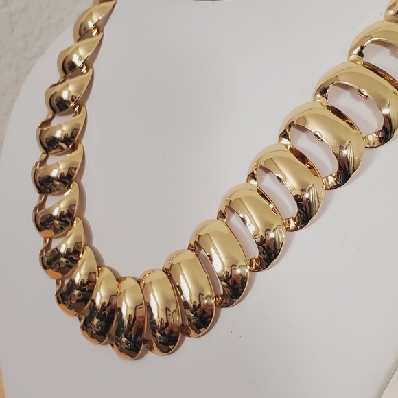 Anthropologie Gold Tone Ladder Link Collar Necklace 90s Elegant Minimalist NWT - Picture 6 of 16